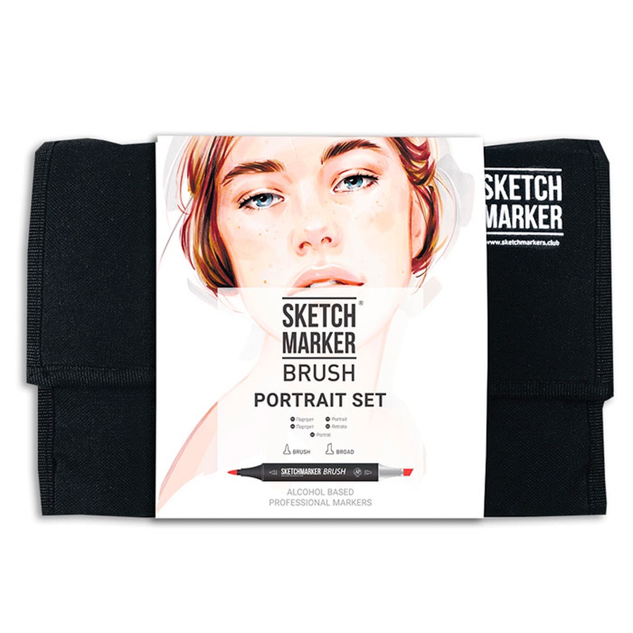 фото Набор спиртовых маркеров sketchmarker brush portrait set 24 шт портрет + сумка органайзер