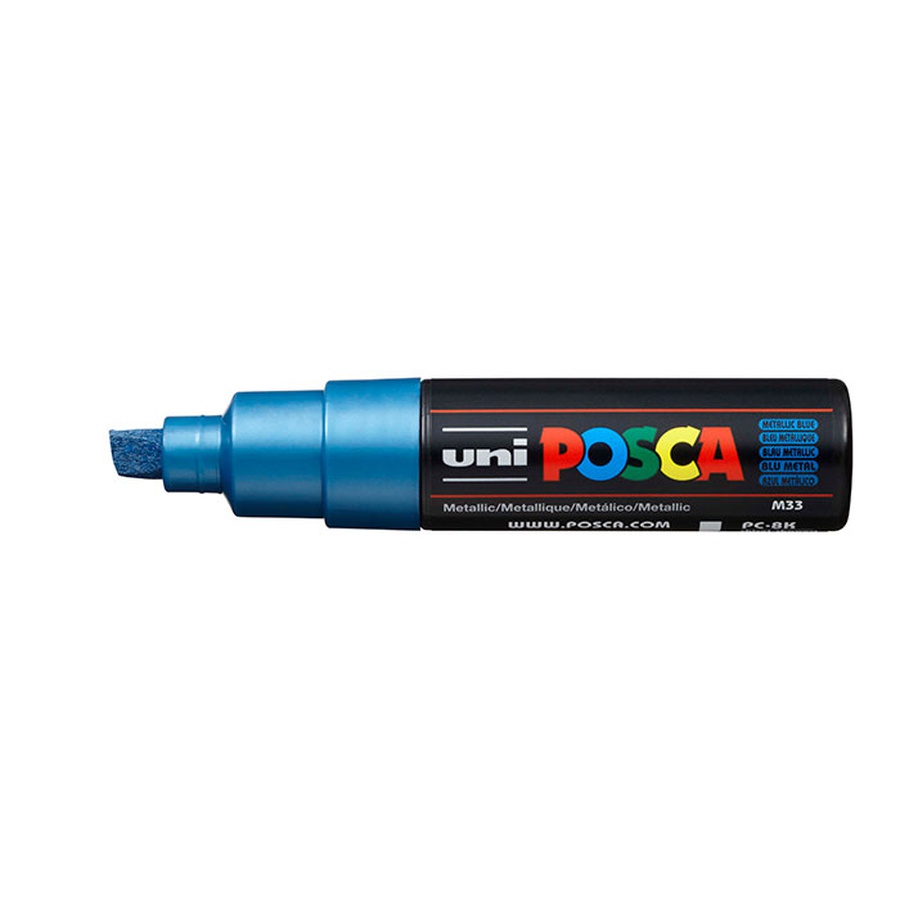 картинка Маркер posca pc-8k, синий металлик, до 8.0 мм, скошенный наконечник
