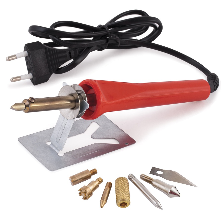 фотография Набор для выжигания и пайки brauberg, 6 насадок + нож для резки пластика, красный