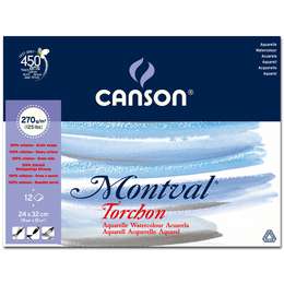 картинка Склейка для акварели canson монваль, снежное зерно, плотность 270 г/м2, размер 24х32см, 12 листов