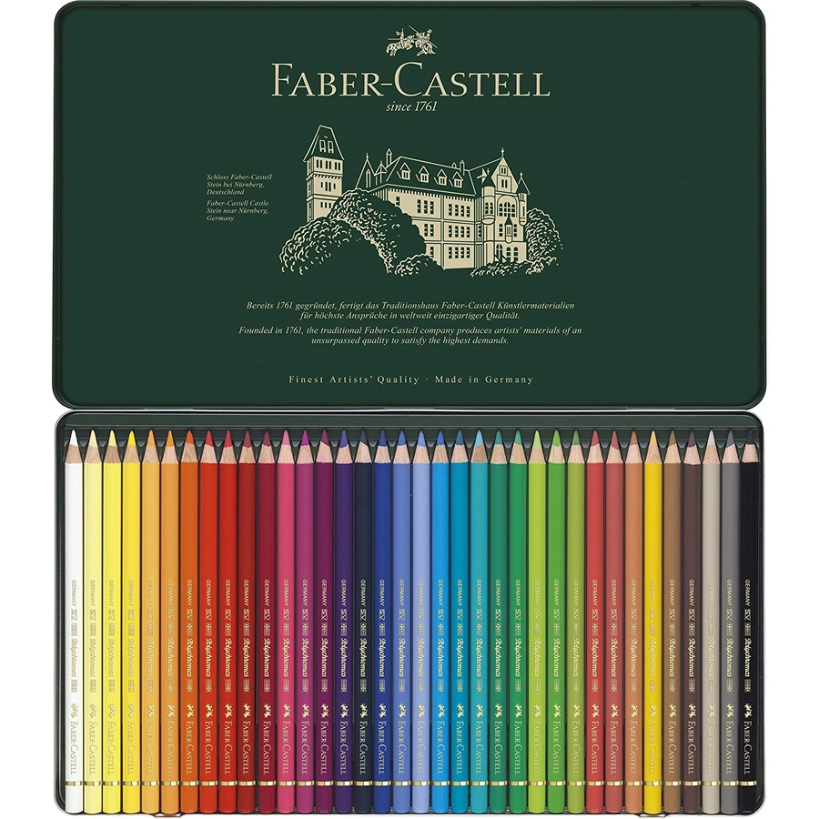 фотография Набор цветных карандашей faber-castell polychromos 36 цветов в металле