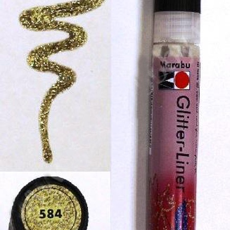 картинка Контур с блестками для декора marabu серии glitter liner, цвет золото, 25 мл