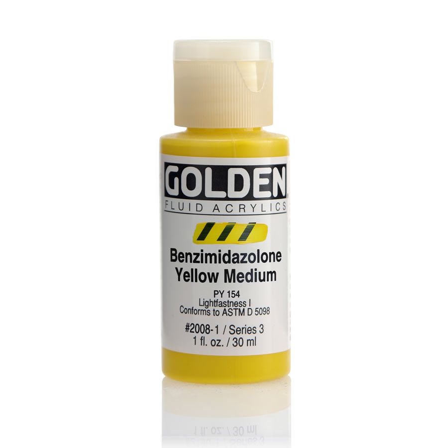 картинка Краска акриловая golden fluid, банка 30 мл, № 2008 бензимидазол жёлтый средний