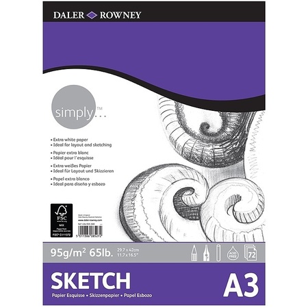 картинка Альбом для набросков daler rowney sketch pad, размер а3, плотность 95 г/м2, 72 листа