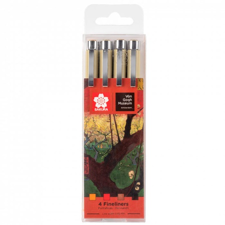 картинка Набор капиллярных ручек "pigma micron van gogh museum", 4шт, (0.45мм: orange, red, brown, black)