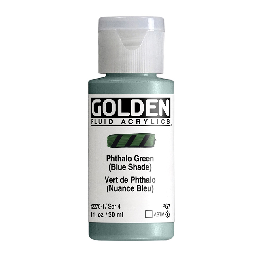 фотография Краска акриловая golden fluid, банка 30 мл, № 2270 зелёный фц