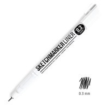 фотография Sml-03 - ручка капиллярная (линер) sketchmarker 0.3 черный_подарок
