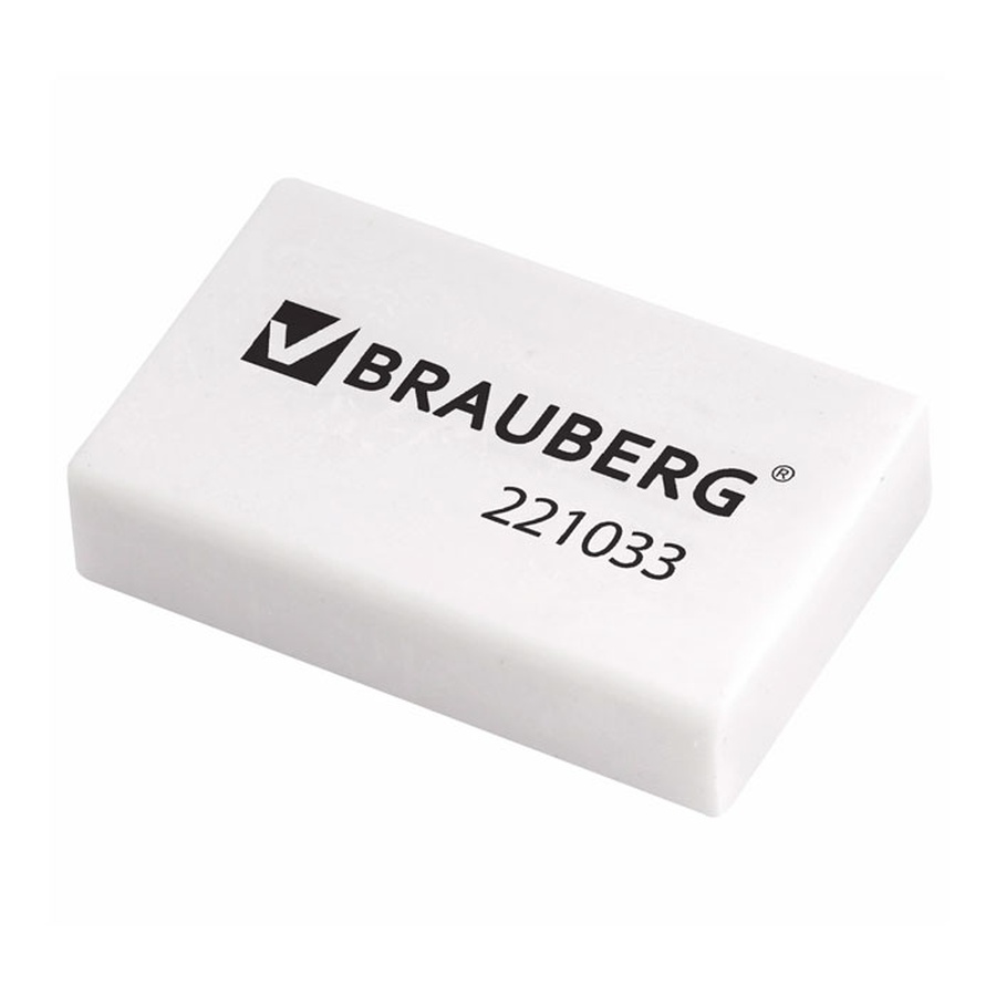 фото Ластик brauberg, 26х17х7 мм, белый, прямоугольный, 221033
