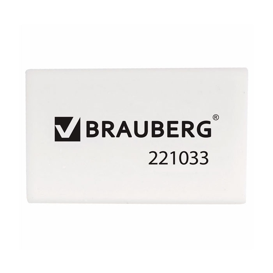 фото Ластик brauberg, 26х17х7 мм, белый, прямоугольный, 221033