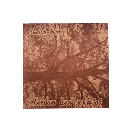 изображение Альбом для эскизов гознак дерево, бумага крафт, размер 21х21 см, 40 листов, плотность 70 г/м2, мягкая обложка