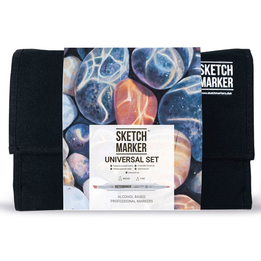 картинка Набор спиртовых маркеров sketchmarker universal 24шт + сумка органайзер