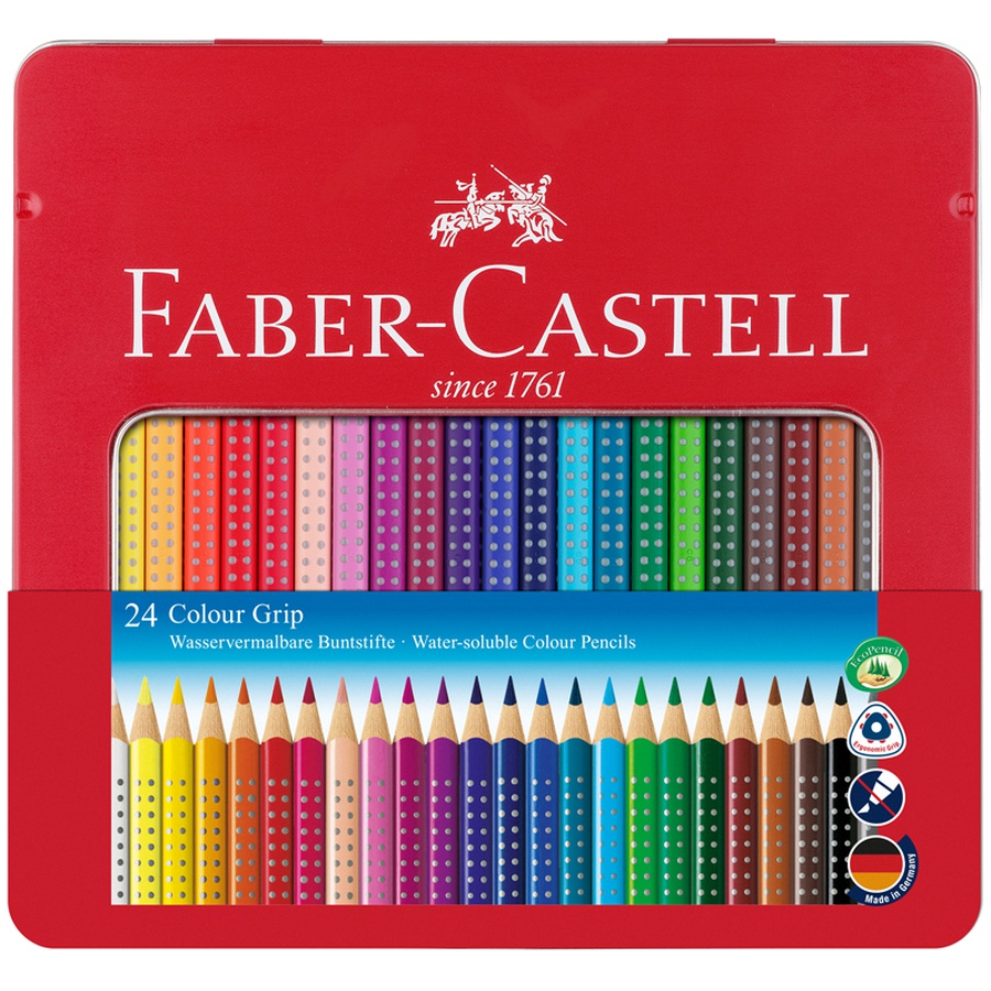 картинка Набор акварельных карандашей faber-castell grip 24 цвета, в металле