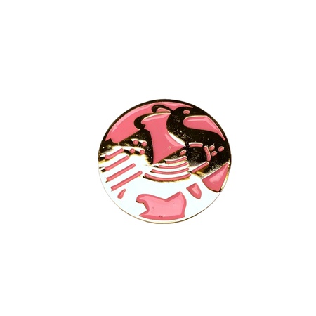 изображение Значок эмалированный павлин (розовый)
