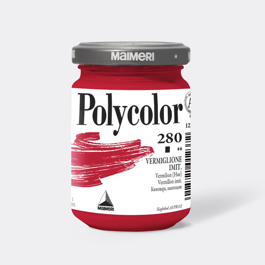 изображение Краска акриловая maimeri polycolor, банка 140 мл, киноварь имитация