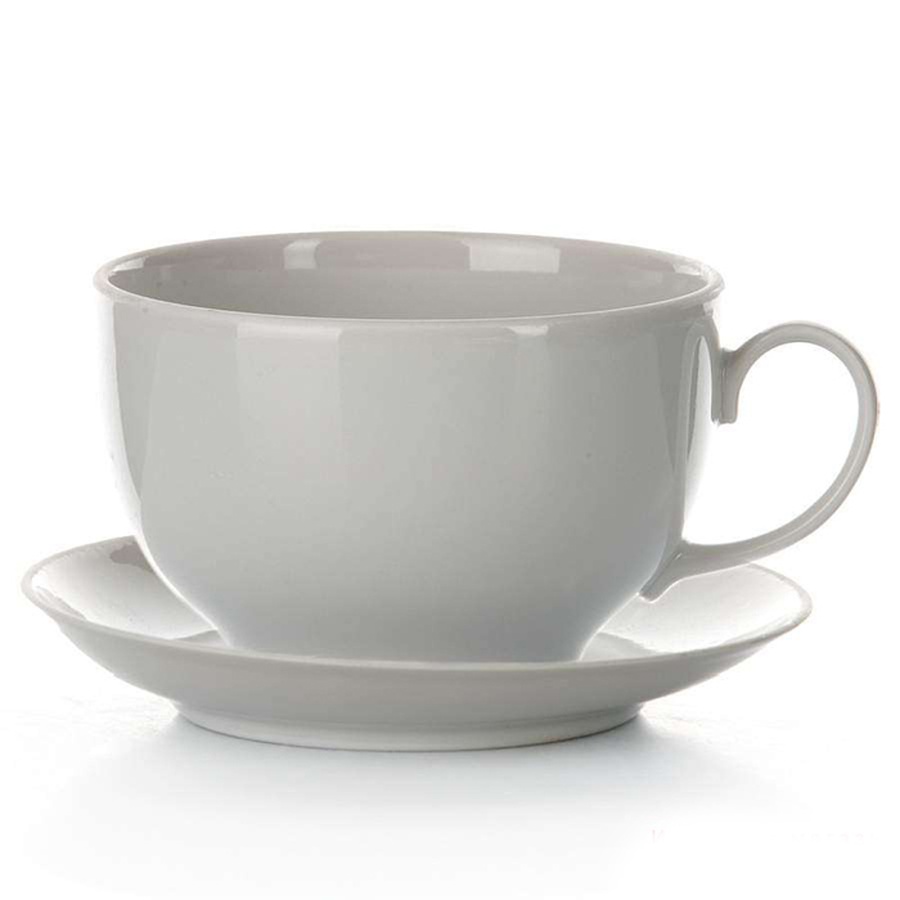 фотография Чашка чайная с блюдцем 210 мл янтарь белая