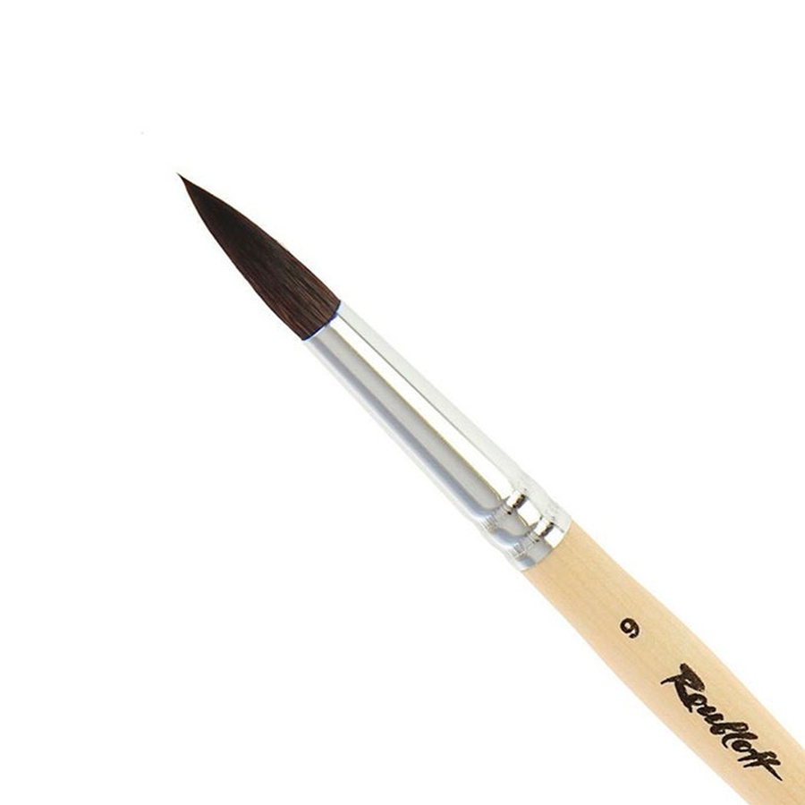 картинка Кисть белка микс roubloff № 9 круглая, короткая ручка, 1a10