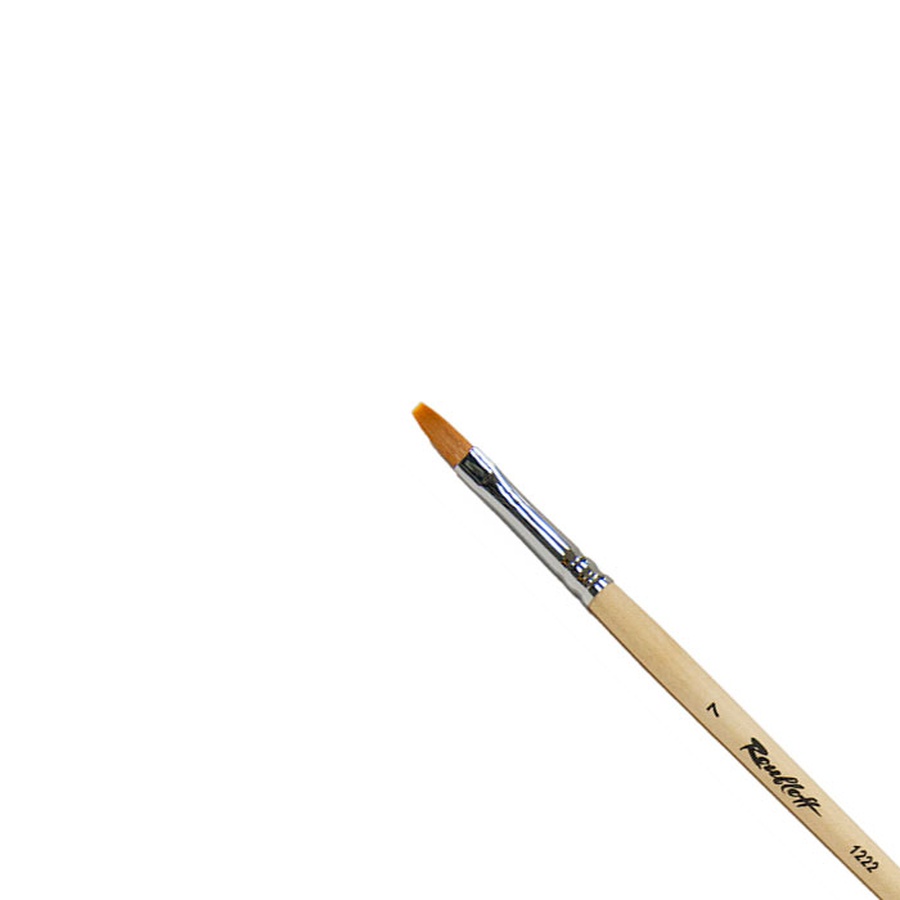 картинка Кисть синтетика roubloff № 7 плоская, длинная ручка, 1222