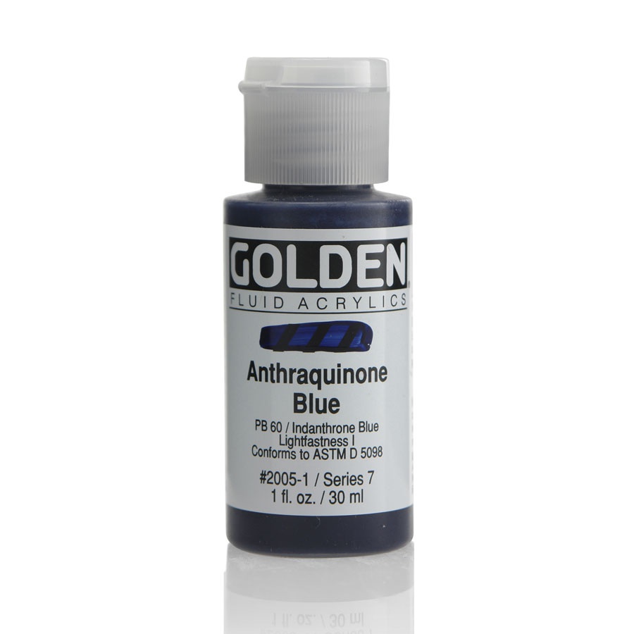 фотография Краска акриловая golden fluid, банка 30 мл, № 2005 антрахинон синий