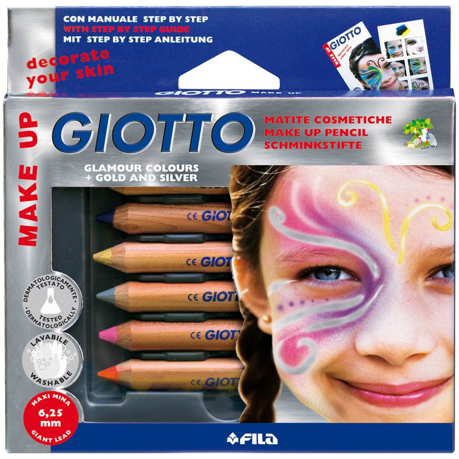 фотография Giotto make up matite glamour набор из 6 фантазийных цветов гламур карандашей для грима
