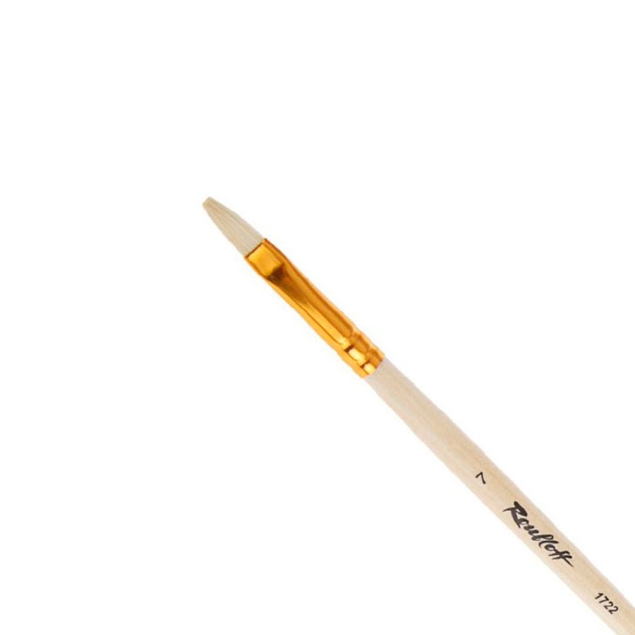 фотография Кисть щетина roubloff 1722 № 7 плоская укороченная, длинная ручка