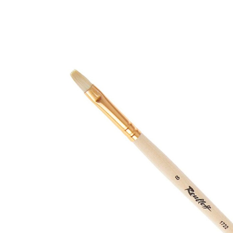 изображение Кисть щетина плоская укороч. №8 roubloff 1722, длинная ручка
