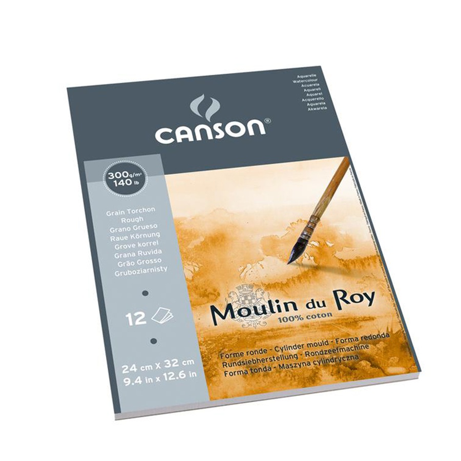 фото Альбом-склейка для акварели canson moulin du roy, 24х32 см, 12 листов, фактура - торшон, 300 г/м2, хлопок 100%