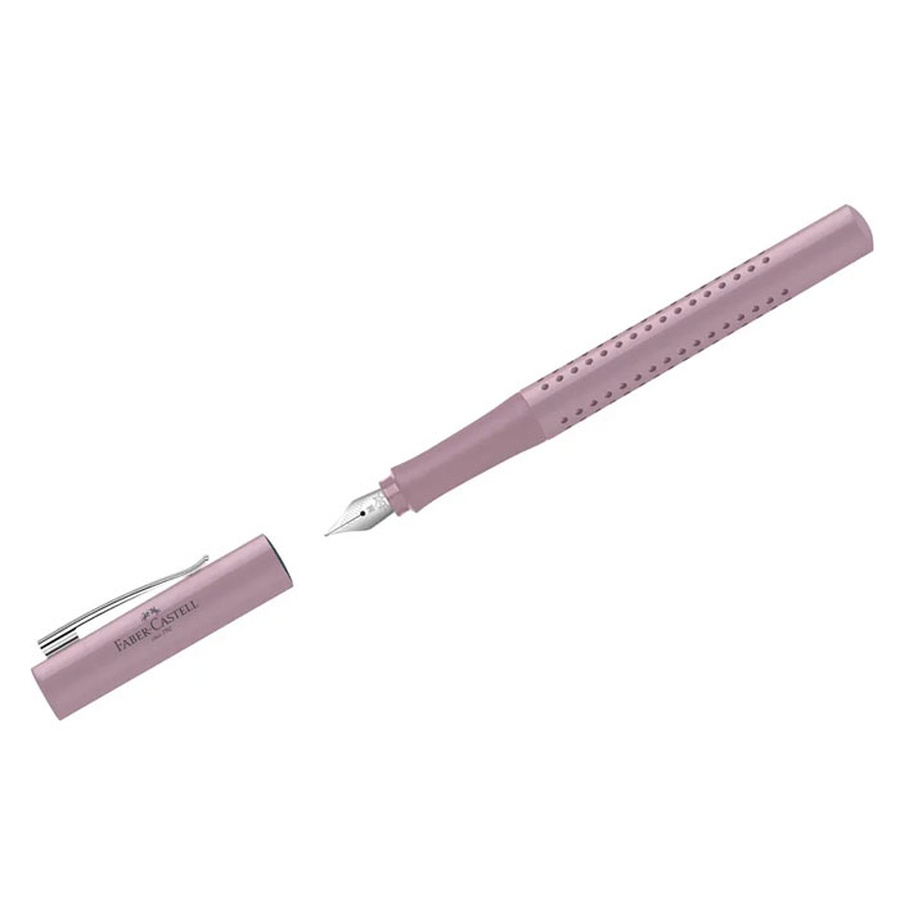 картинка Ручка перьевая faber-castell "grip 2010", синяя, 0,75мм, трехгранный дымчато-розовый корпус