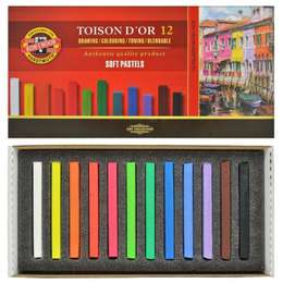 фотография Набор пастели сухой, 12 цветов в наборе, серия toison d'or, прямоугольная в картонной коробке, koh-i-noor