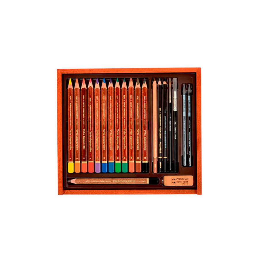 фотография Набор для художников trio с акварельными карандашами