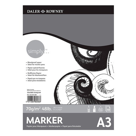 картинка Альбом для маркеров daler rowney simply, 40 листов, плотность 70 г/м2, формат а3