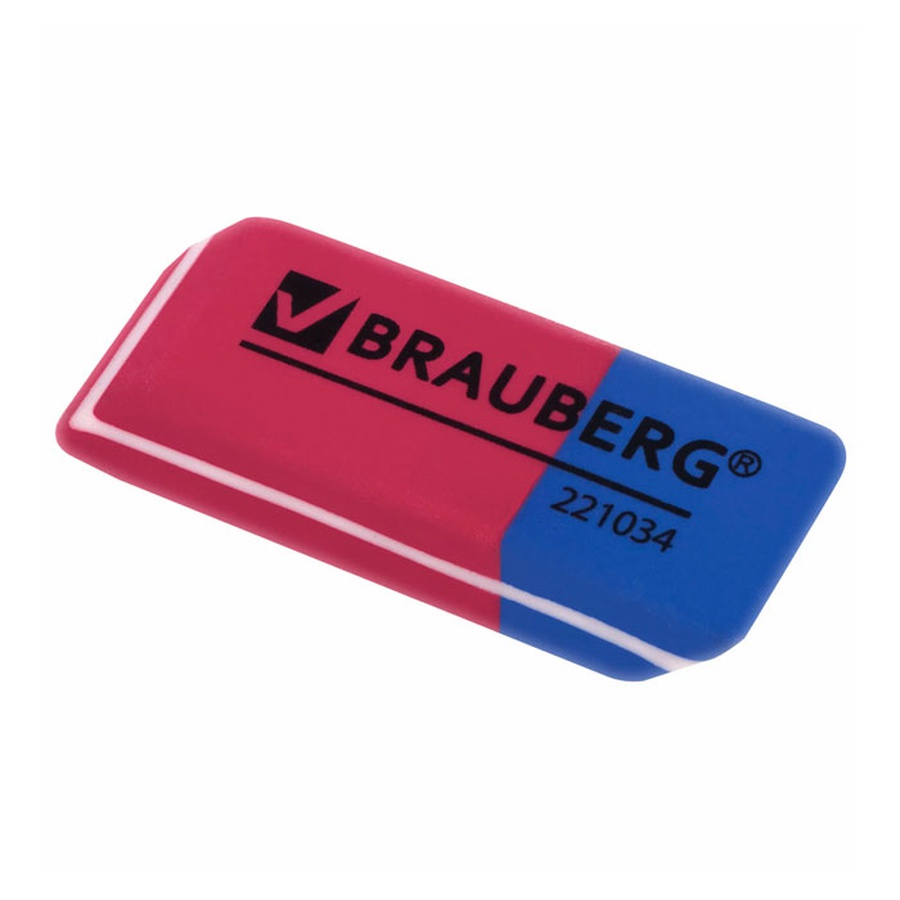 картинка Ластик brauberg "assistant 80", 41х14х8 мм, красно-синий, прямоугольный, скошенные края