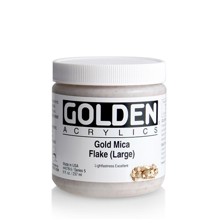 Краска акриловая GOLDEN Iridescent цв.№ 4078 золотой с крупными хлопьями банка 237 мл