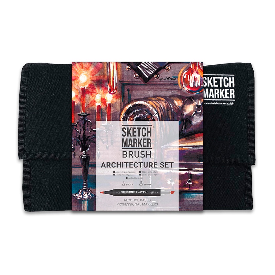 фото Набор маркеров sketchmarker brush architecture set 24 шт архитектура + сумка органайзер
