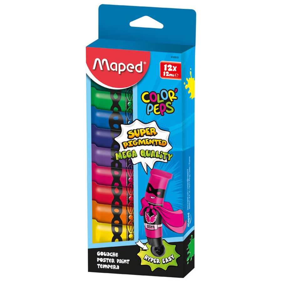 фото Гуашь maped colorpep's тюбик, упаковка подвес пластик, 12шт 810520