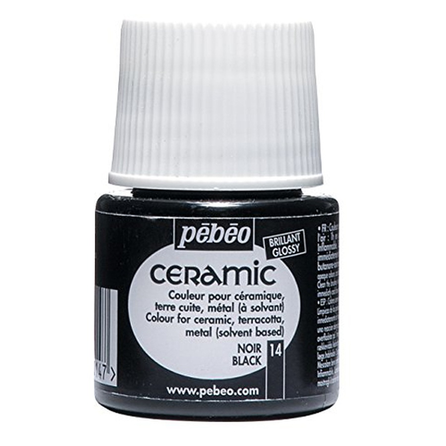 фотография Краска по стеклу и керамике pebeo ceramic, цвет - черный, 45 мл