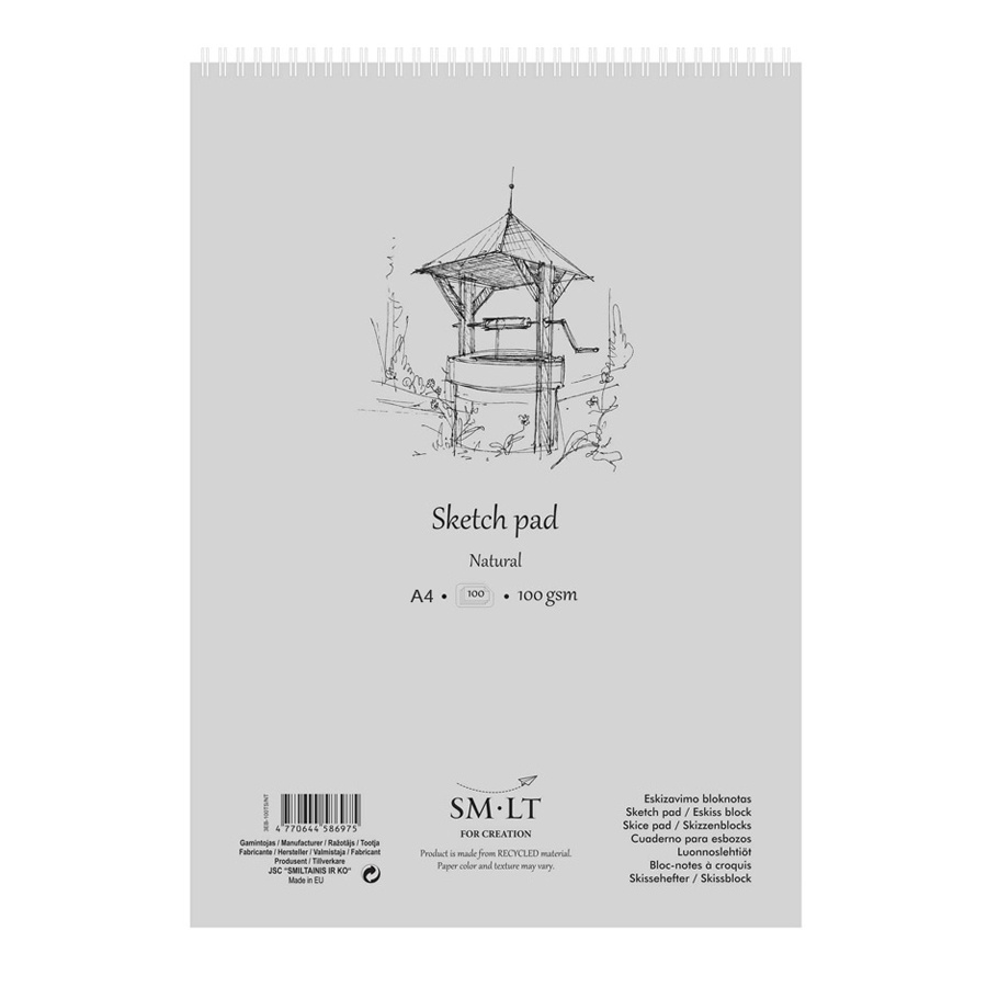 фото Альбом для скетчей smiltainis sm-lt sketch pad natural а4 100 листов, 100 г/м2