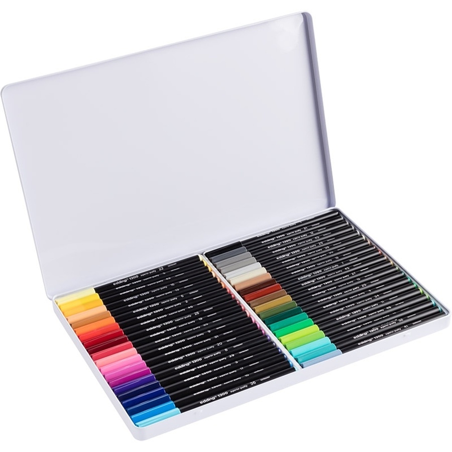 изображение Набор цветных фломастеров edding, 40 цветов, металлический пенал