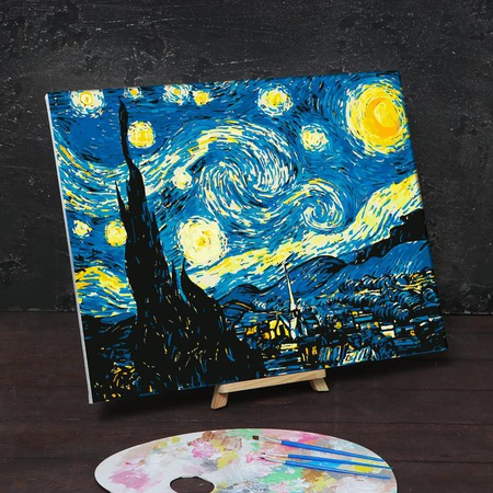 картинка Картина по номерам на холсте с подрамником звёздная ночь, винсент ван гог 40х50 см
