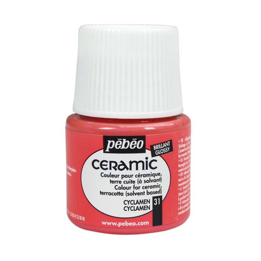 фотография Краска по стеклу и керамике pebeo ceramic, цвет - цикламен, 45 мл