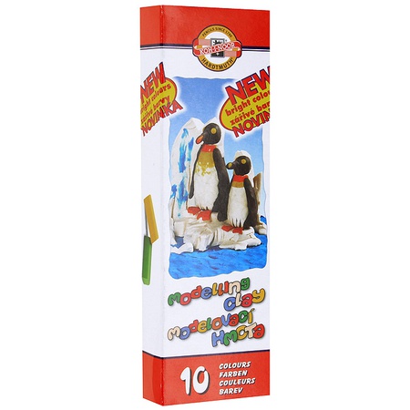 картинка Пластилин для детского творчества, 10 цветов со стеком в наборе, картонная коробка, 200 г, koh-i-noor