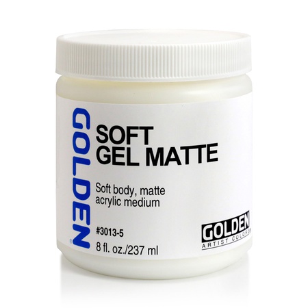 Матовый гель Golden Soft Gel Matte. Смешивается с красками, а также может использоваться как клей при создании коллажей. Мягкий гель имеет кремообраз…