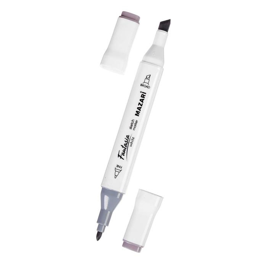 картинка Художественный набор двухсторонних маркеров mazari fantasia white 6 цветов warm gray (серые цвета), пишущие узлы 2.5-6.2 мм