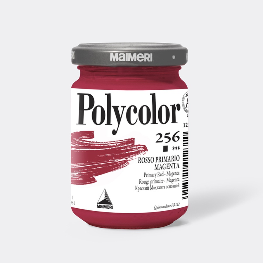 фотография Краска акриловая maimeri polycolor, банка 140 мл, основной красный маджента