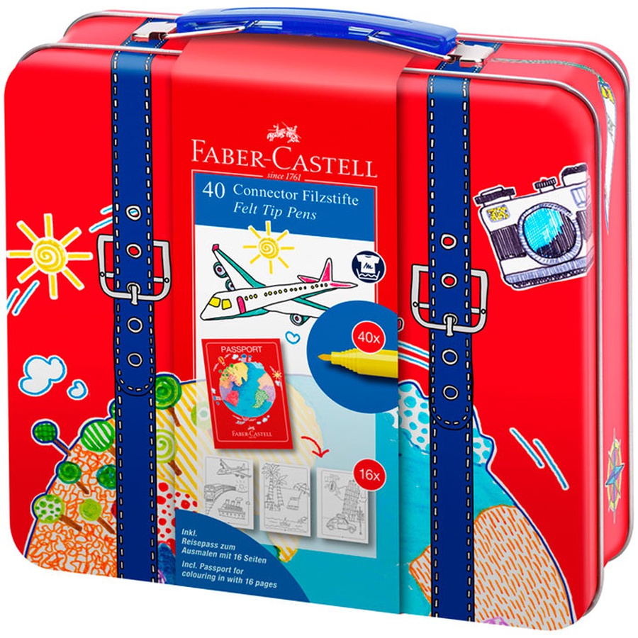 картинка Набор для рисования faber-castell connector, с 40 фломастерами, 6 клипсами и паспортом