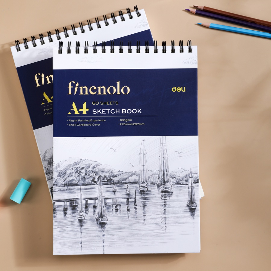 картинка Альбом для графики finenolo 160г/м2 a4 60л спираль по короткой стороне твердая обложка