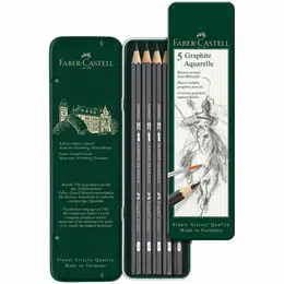 Набор акварельных чернографитных карандашей Faber-Castell 5 штук: HB, 2B, 4B, 6B, 8B фотография Набор акварельных чернографитных карандашей faber-castell 5 штук: hb, 2b, 4b, 6b, 8b