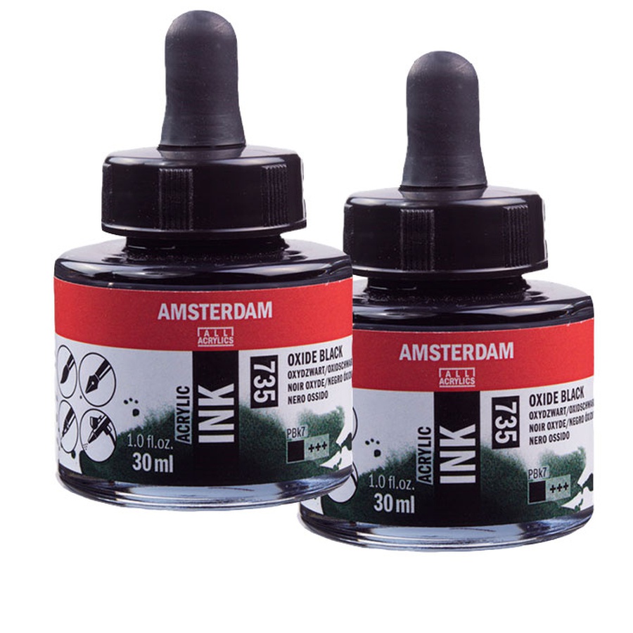 фотография Чернила акриловые amsterdam, банка 30 мл, № 735 чёрный оксид