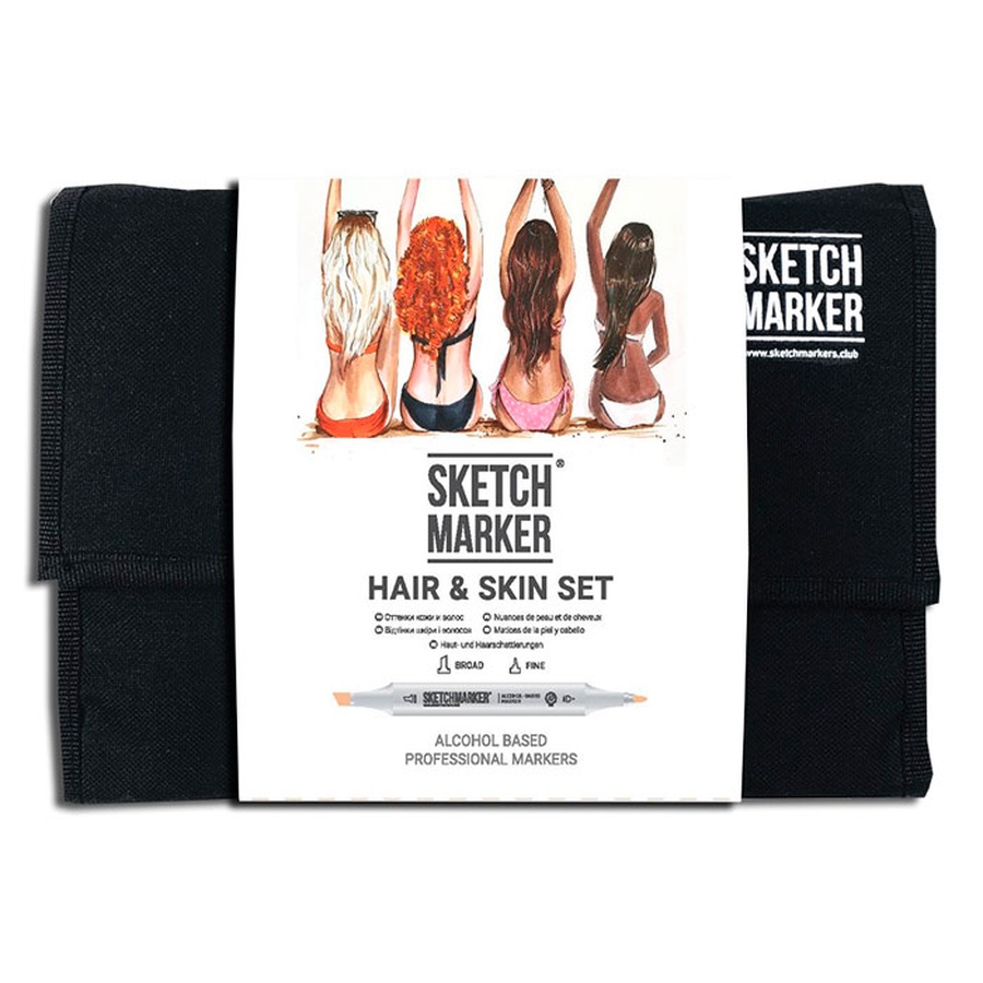 картинка Набор спиртовых маркеров sketchmarker hair&skin set 24 шт и сумка