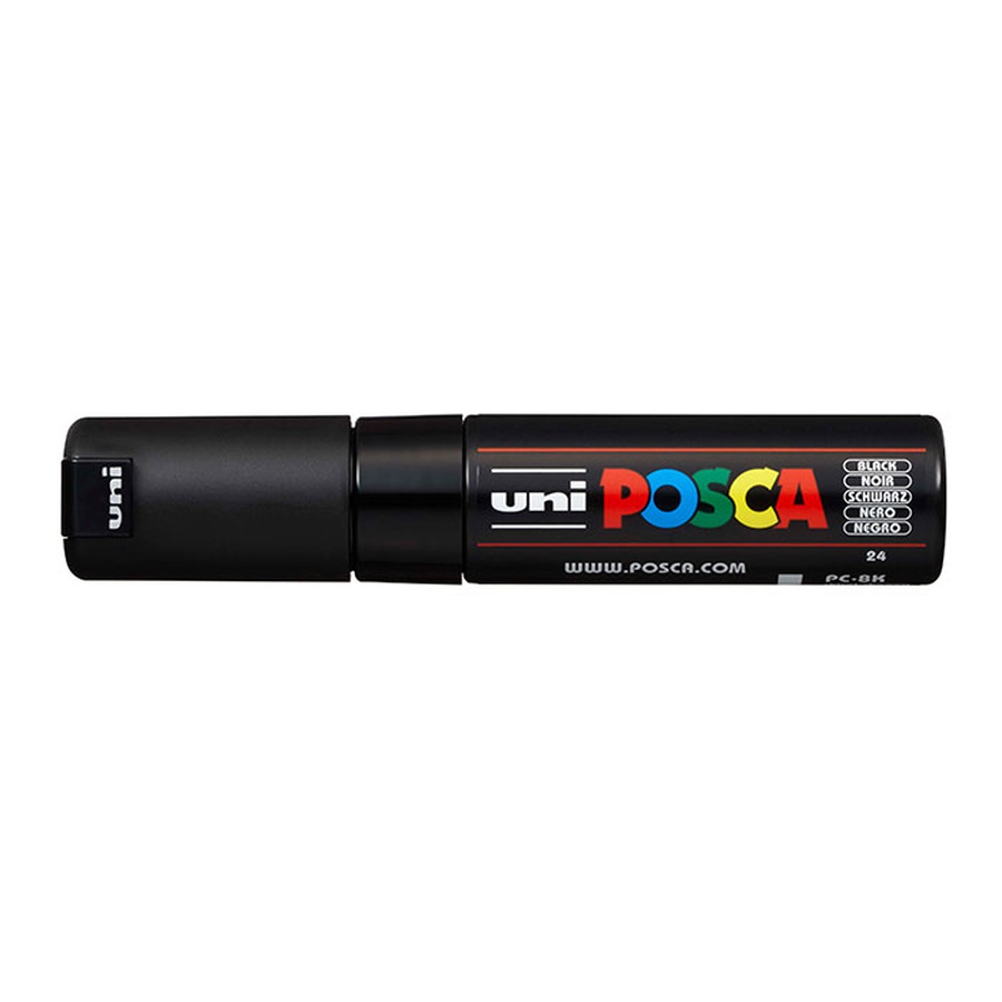 фотография Маркер posca pc-8k, чёрный, до 8.0 мм, скошенный наконечник
