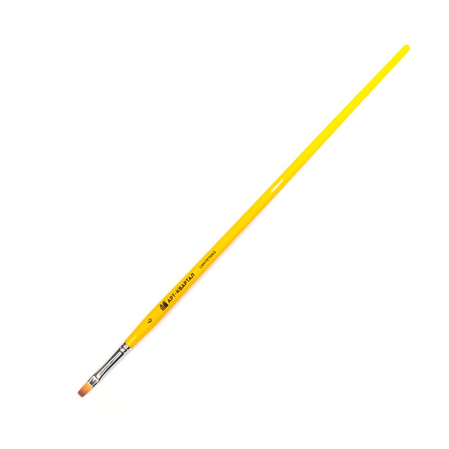 изображение Кисть синтетика арт-квартал №6 плоская с длинной ручкой